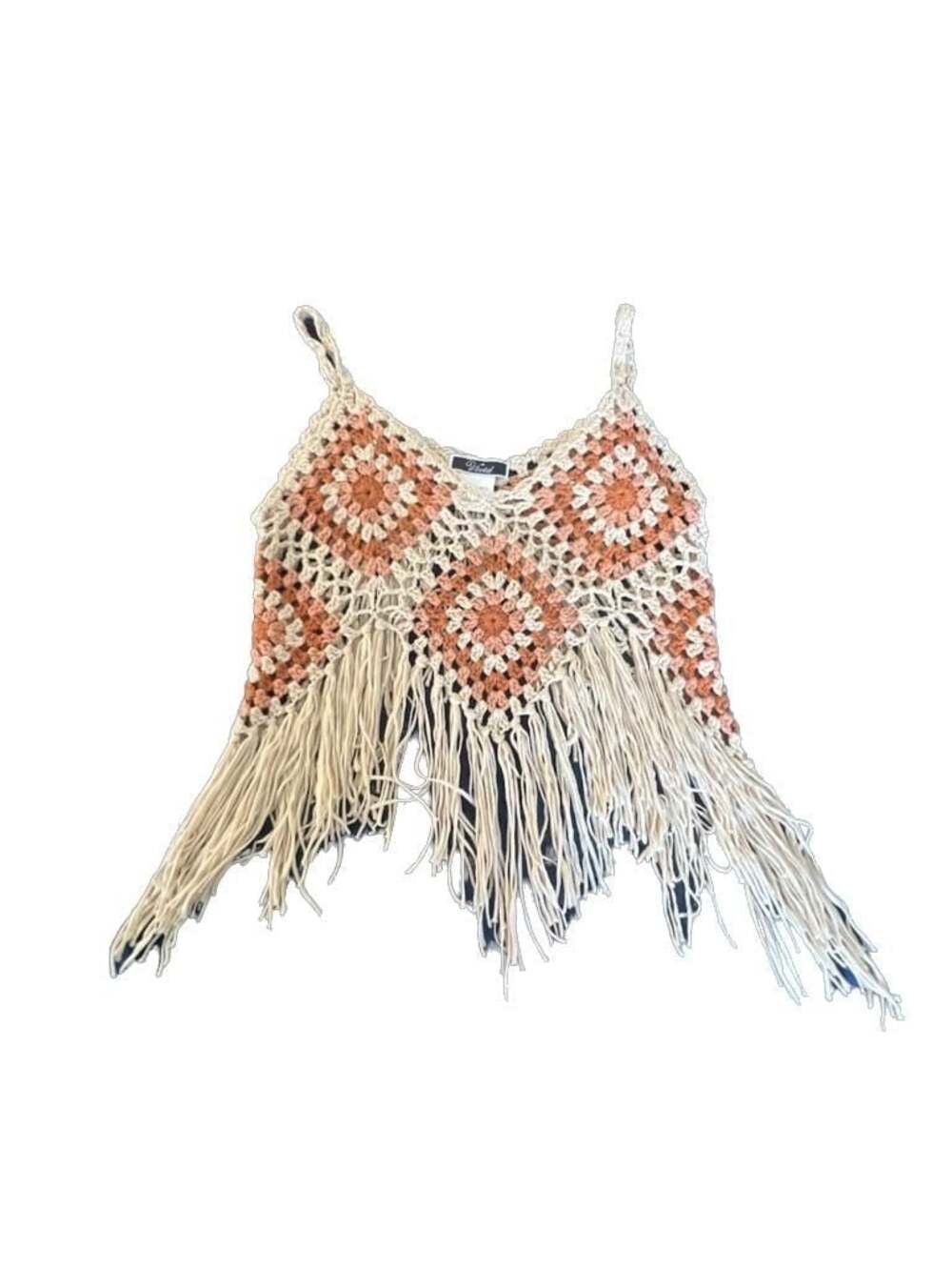 Vivid Bohemian Crochet Fringe Tank Top